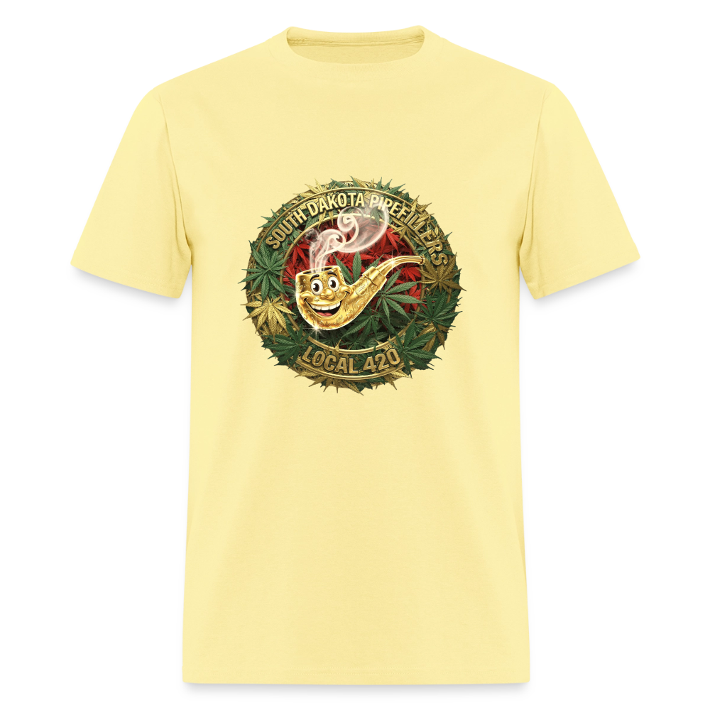 SOUTH DAKOTA PIPEFILLERS LOCAL 420  F/B DESIGN Men's T-Shirt - cornsilk