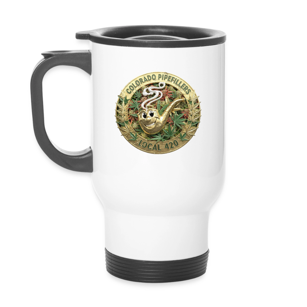 COLORADO PIPEFILLERS LOCAL 420 14oz Stainless Steel Travel Mug - white