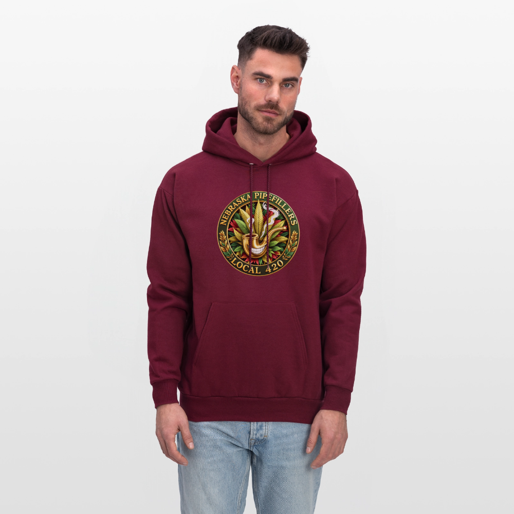 NEBRASKA PIPEFILLERS LOCAL 420 F/B DESIGNS Men's Hoodie - burgundy