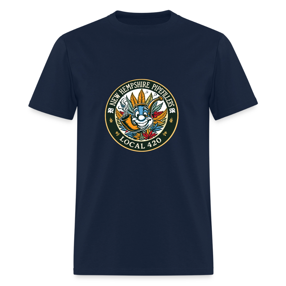NEW HEMPSHIRE PIPEFILLERS LOCAL 420 2 EMBLEM Men's T-Shirt - navy