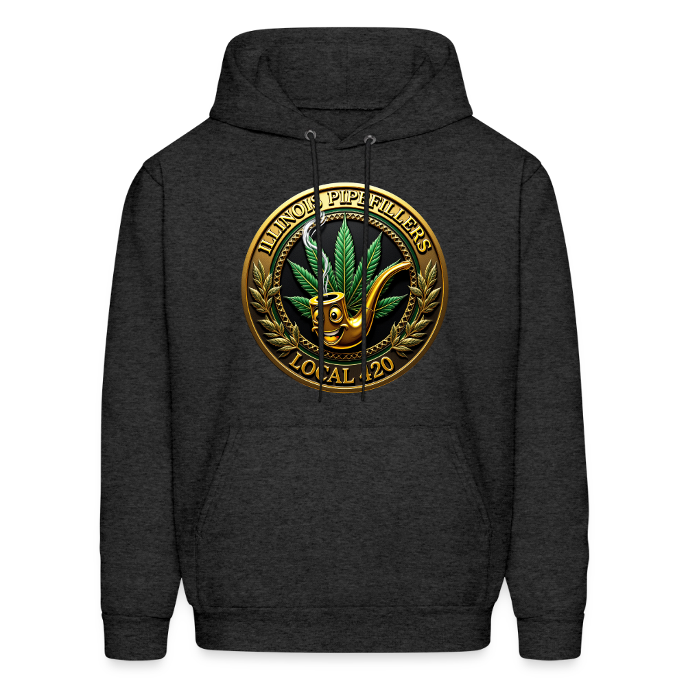 ILLINOIS PIPEFILLERS LOCAL 420 F/B EMBLEMS Men's Hoodie - charcoal grey