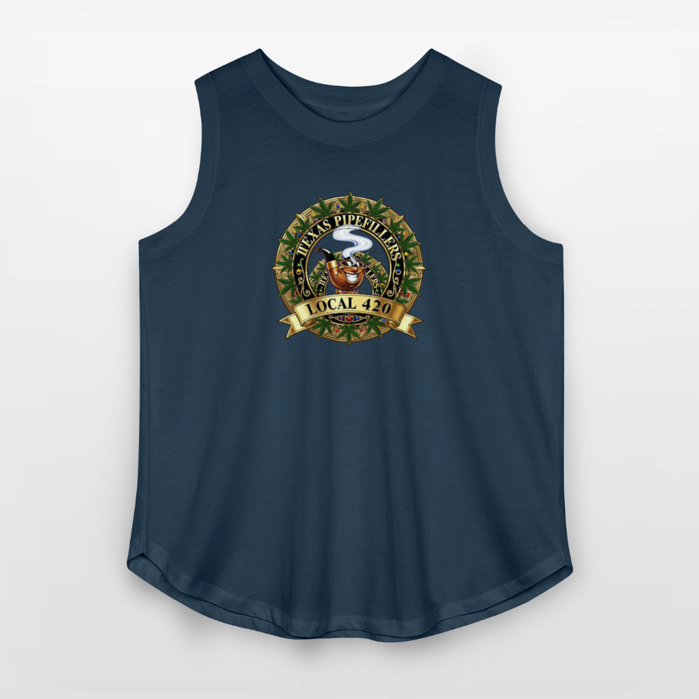 TEXAS PIPEFILLERS LOCAL 420 F/B DESIGN Women's Curvy Relaxed Tank Top - denim