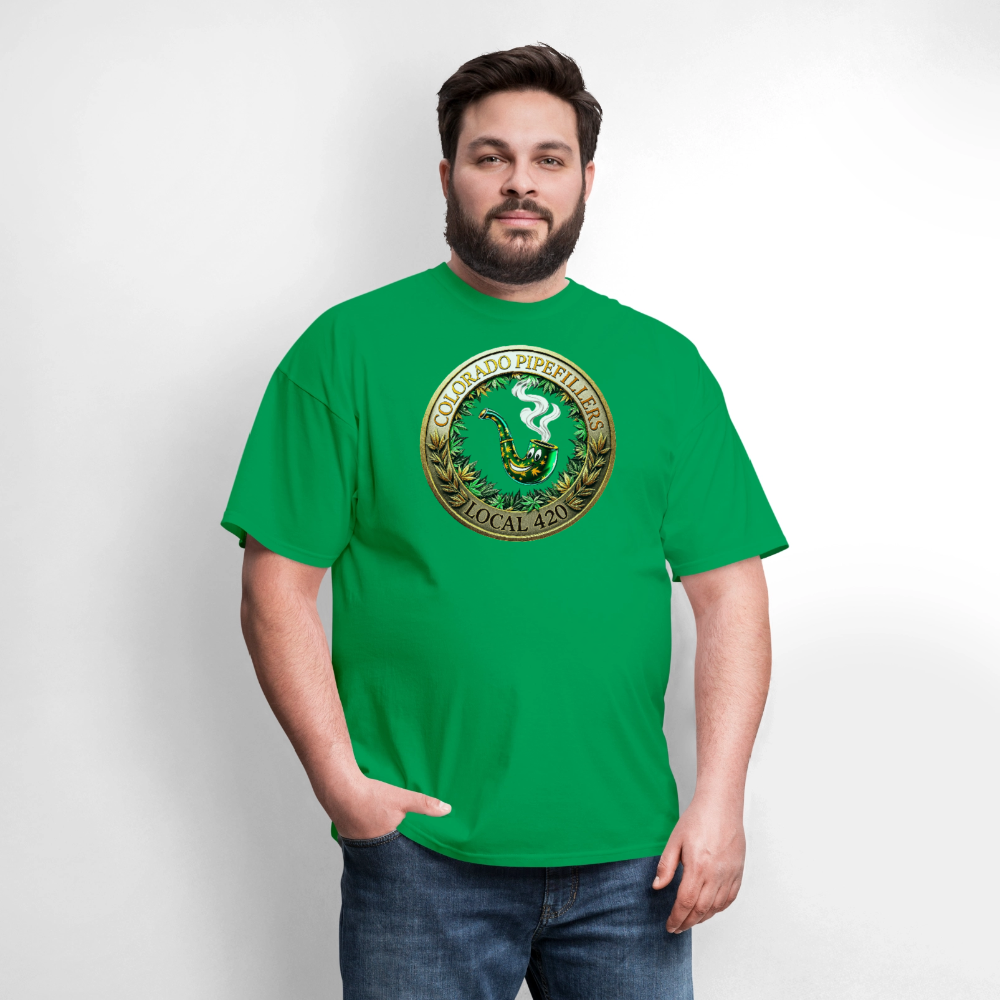 COLORADO PIPEFILLERS LOCAL 420 F/B EMBLEMS Men's T-Shirt - bright green