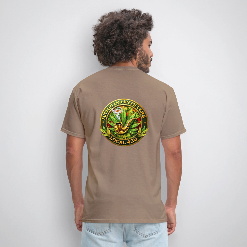 MICHIGAN PIPEFILLERS LOCAL 420 F/B DESIGN Men's T-Shirt - safari