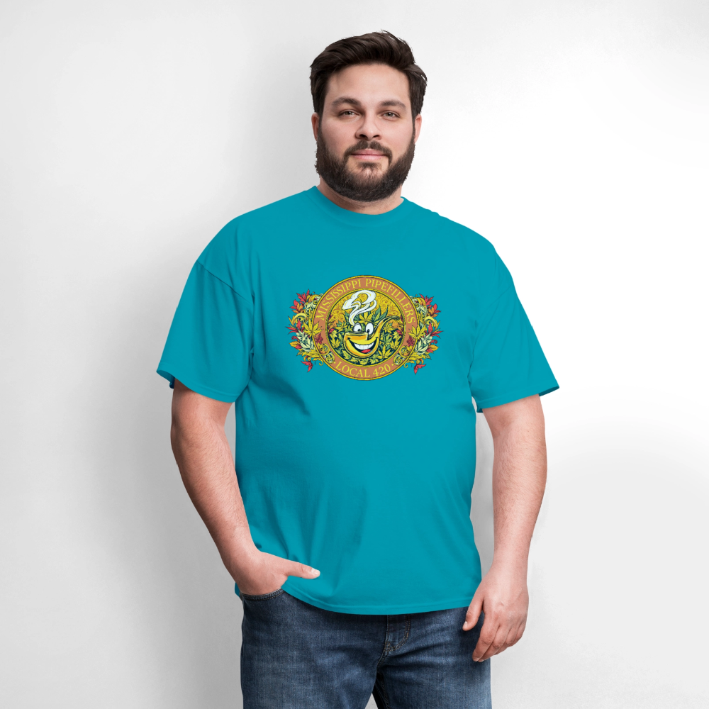 MISSISSIPPI PIPEFILLERS LOCAL 420 F/B DESIGNS Men's T-Shirt - turquoise