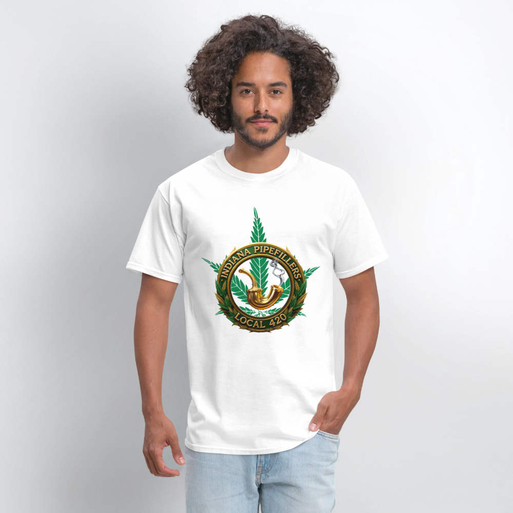 INDIANA PIPEFILLERS LOCAL 420 Men's T-Shirt - white