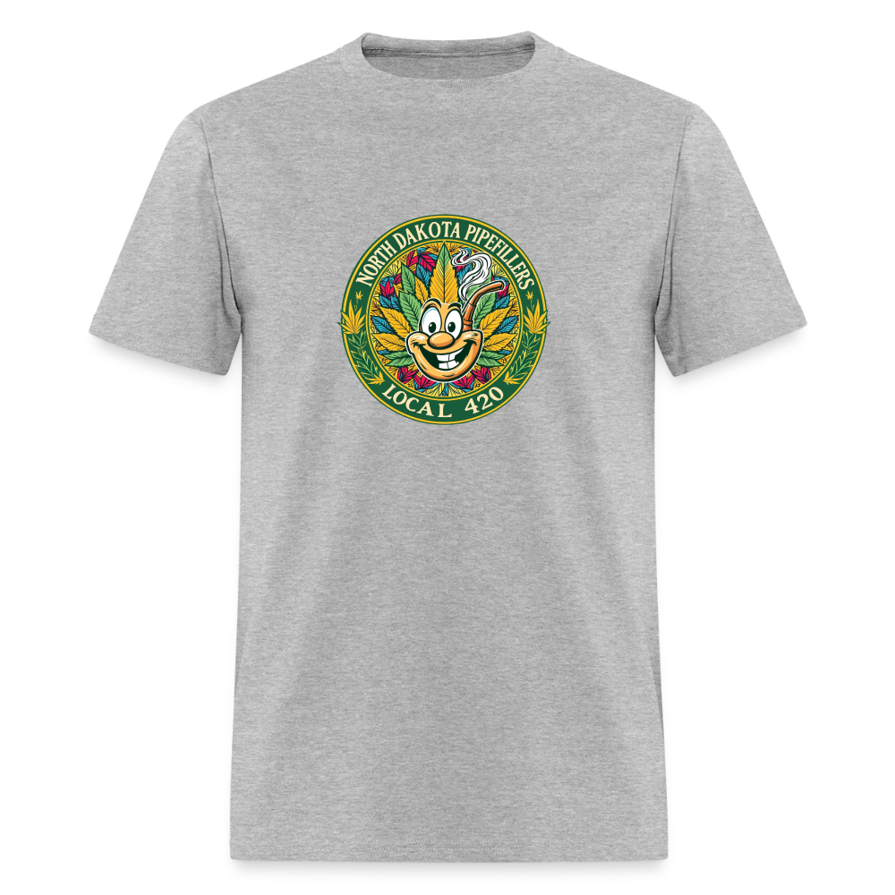 NORTH DAKOTA PIPEFILLERS LOCAL 420 F/B 2 DESIGNS Men's T-Shirt - heather gray