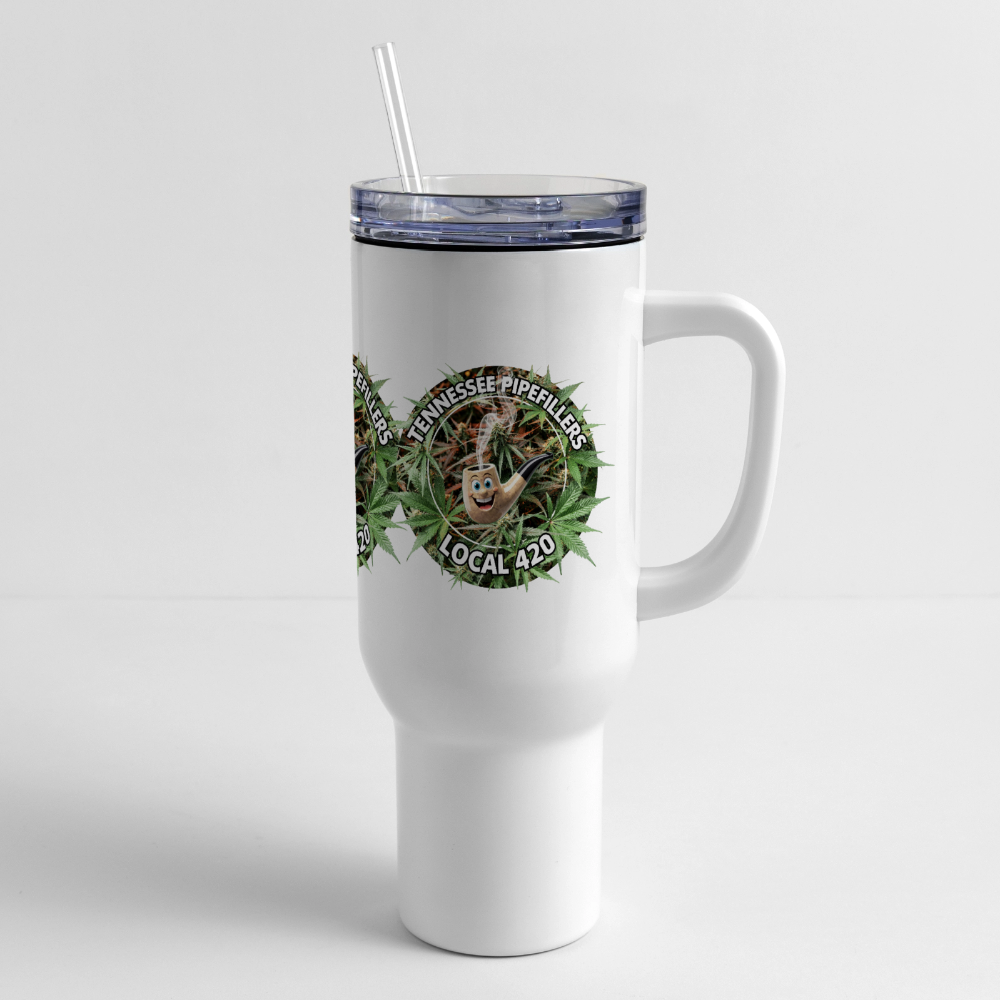 TENNESSEE PIPEFILLERS LOCAL 420 40oz Stainless Steel Travel Tumbler - white