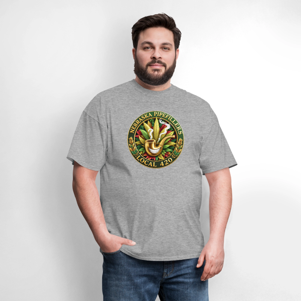 NEBRASKA PIPEFILLERS LOCAL 420 F/B DESIGNS Men's T-Shirt - heather gray