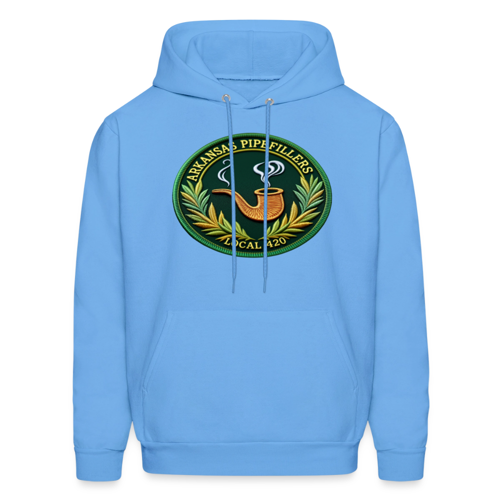 ARKANSAS PIPEFILLERS LOCAL 420 F/B EMBLEMS  Men's Hoodie - carolina blue