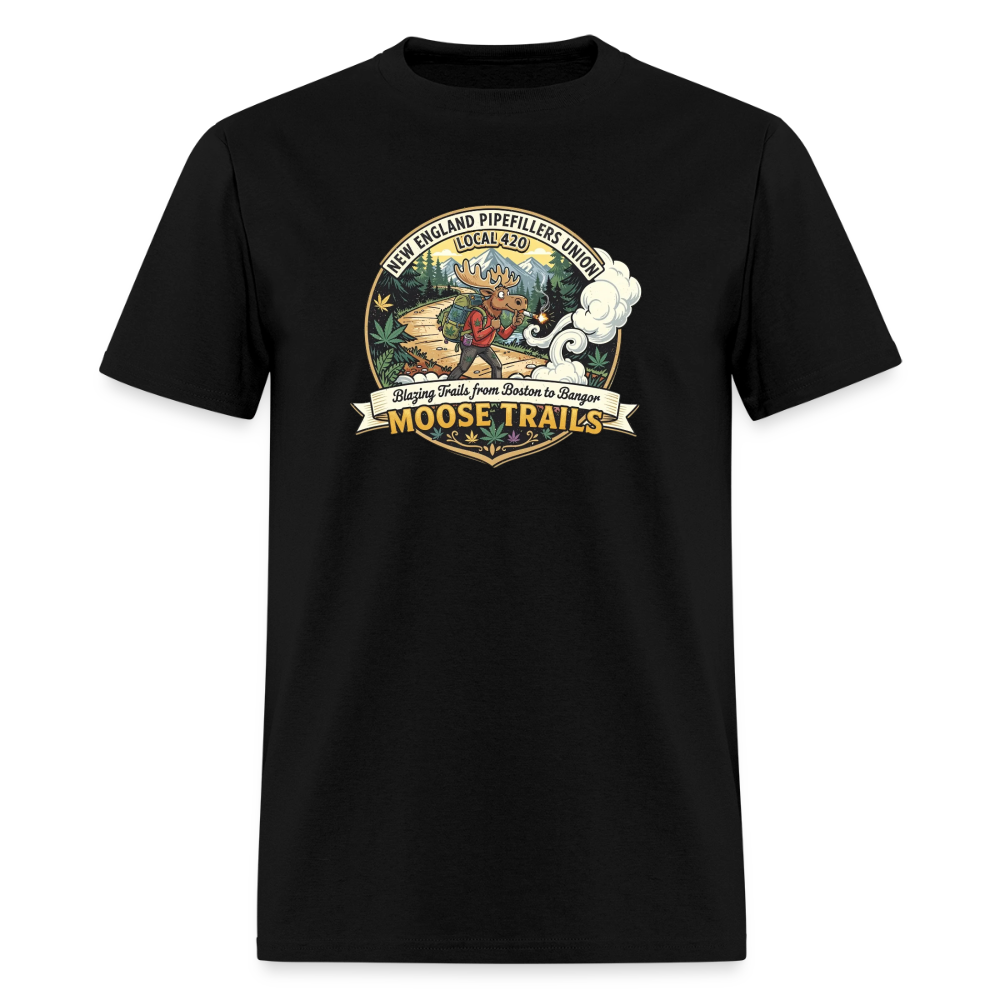 NEW ENGLAND PIPEFILLERS LOCAL 420 "MOOSE TRAILS" F/B EMBLEMS Men's T-Shirt 00 - black