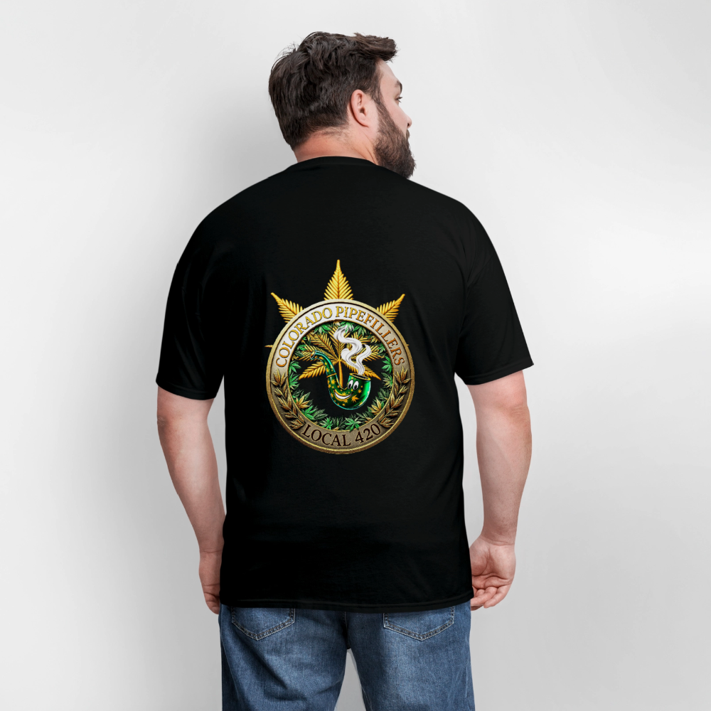 COLORADO PIPEFILLERS LOCAL 420 F/B EMBLEMS Men's T-Shirt - black