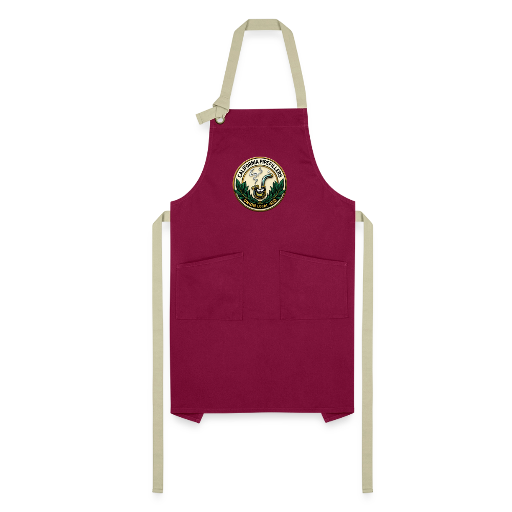 CALIFORNIA PIPEFILLERS UNION LOCAL 420 Artisan Apron - burgundy/khaki