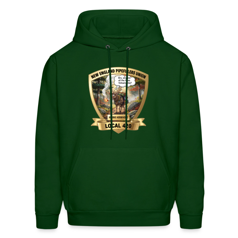 NEW ENGLAND PIPEFILLERS LOCAL 420 HERBIE HERBIVORE F/B EMBLEMS Men's Hoodie - forest green