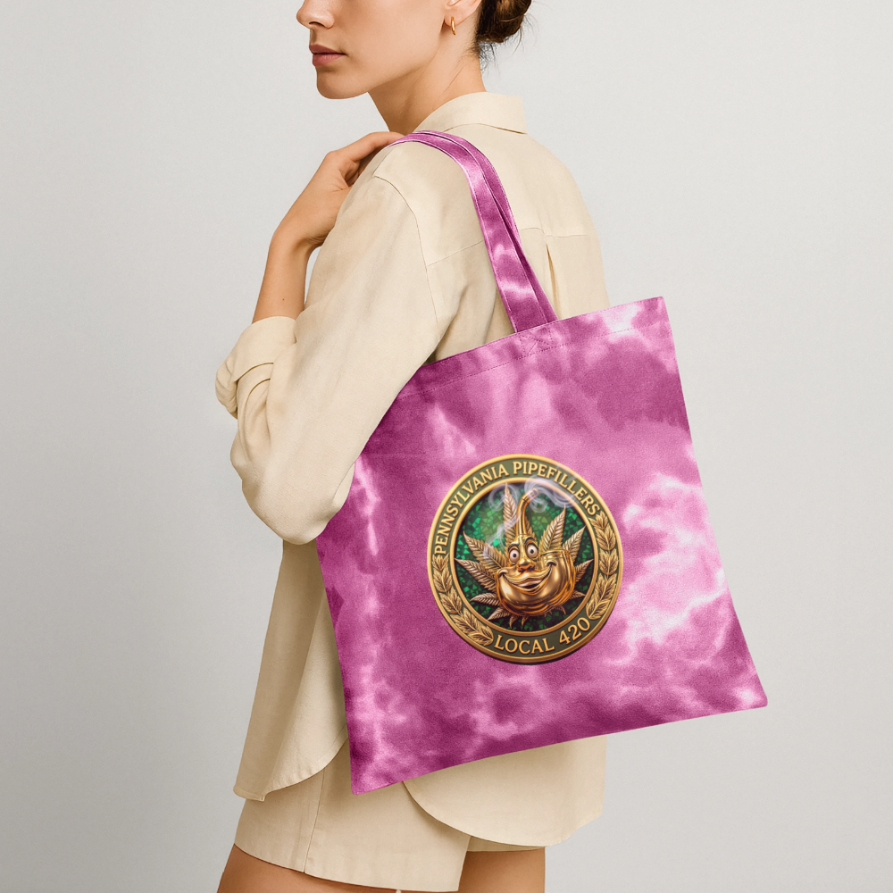 PENNSYLVANIA PIPEFILLERS LOCAL 420 Tie Dye Tote Bag - pink lady