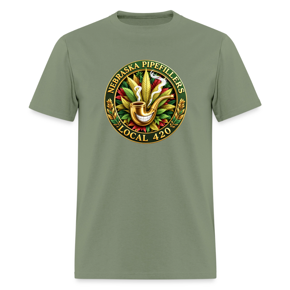 NEBRASKA PIPEFILLERS LOCAL 420 F/B DESIGNS Men's T-Shirt - military green