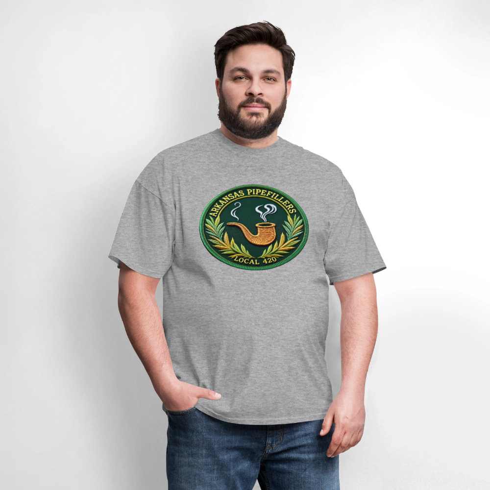 ARKANSAS PIPEFILLERS LOCAL 420 F/B EMBLEMS  Men's T-Shirt - heather gray
