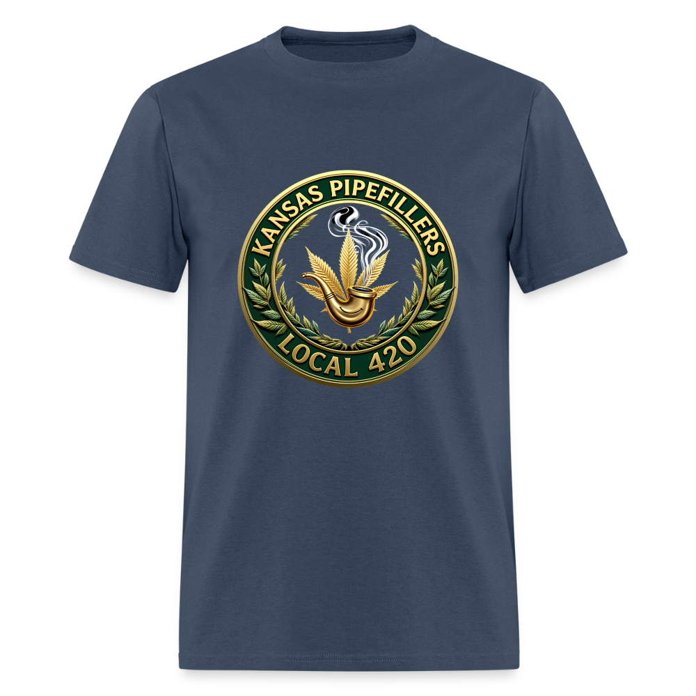 KANSAS PIPEFILLERS LOCAL 420 F/B DESIGNS Men's T-Shirt -  blue dusk