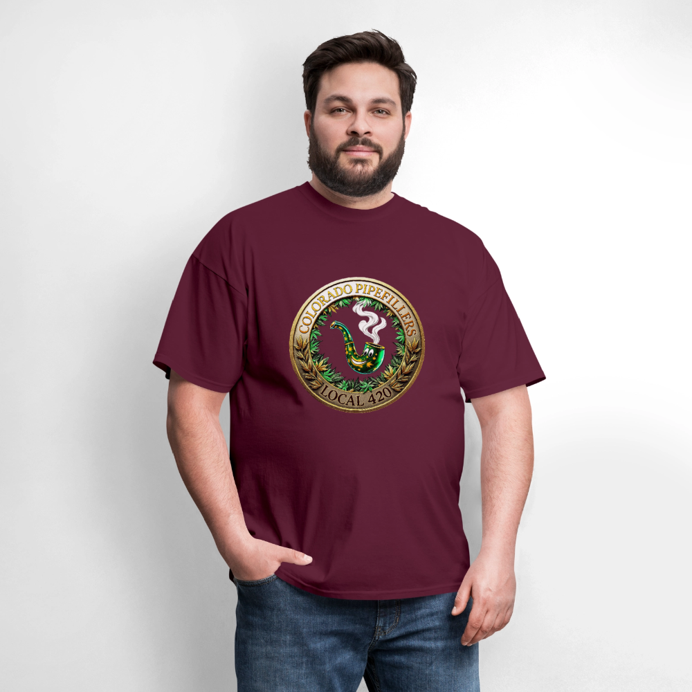 COLORADO PIPEFILLERS LOCAL 420  Men's T-Shirt - burgundy