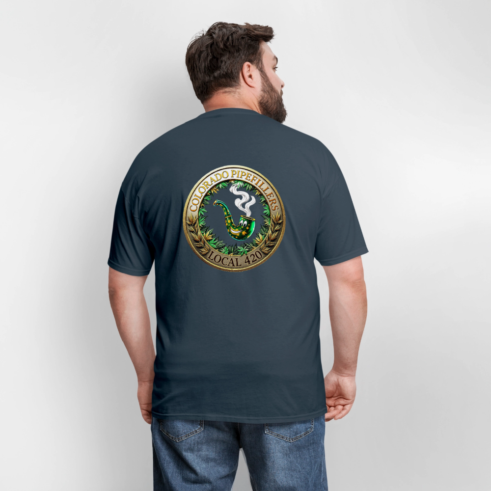 COLORADO PIPEFILLERS LOCAL 420 F/B EMBLEMS Men's T-Shirt -  blue dusk