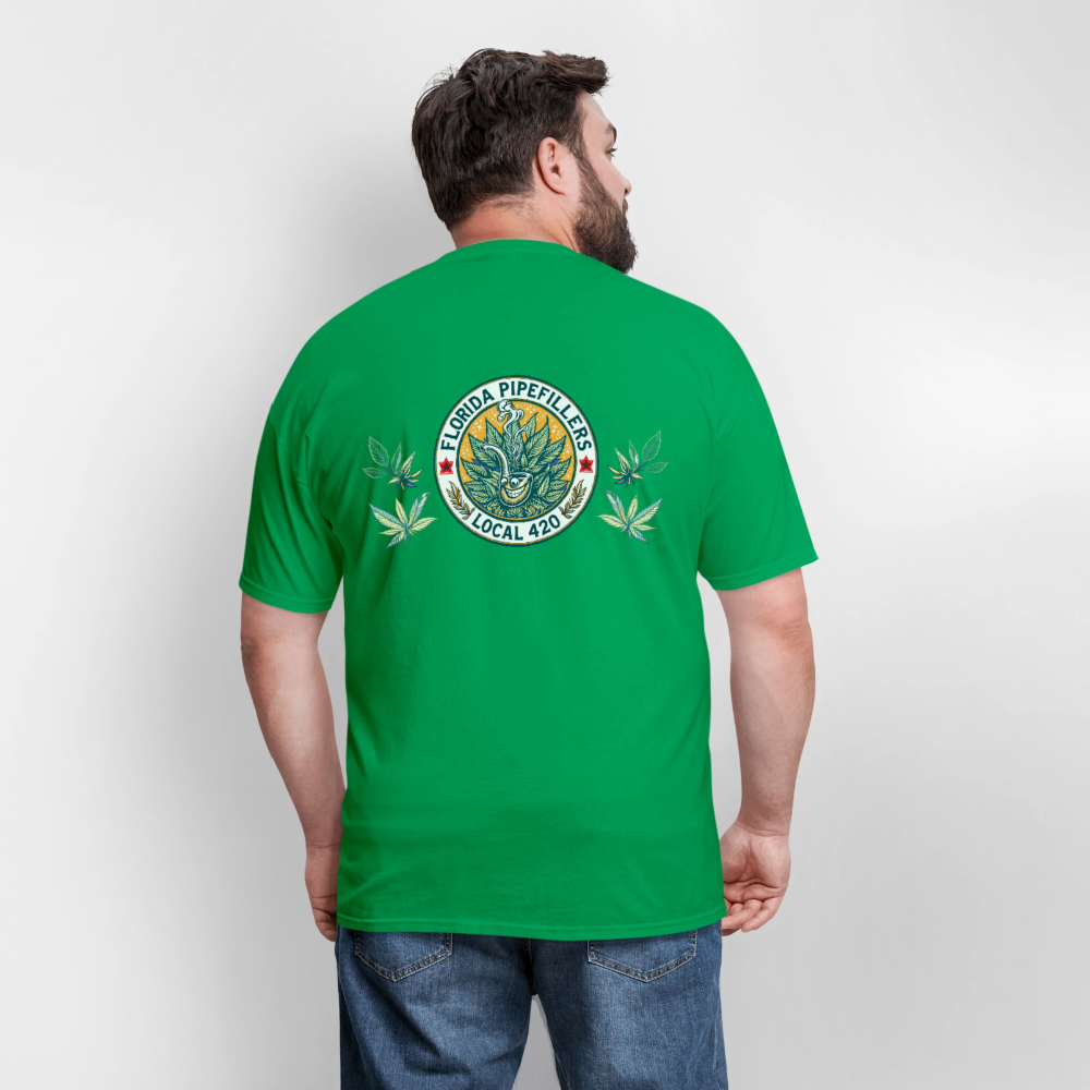 FLORIDA PIPEFILLERS LOCAL 420 F/B DESIGN Men's T-Shirt - bright green