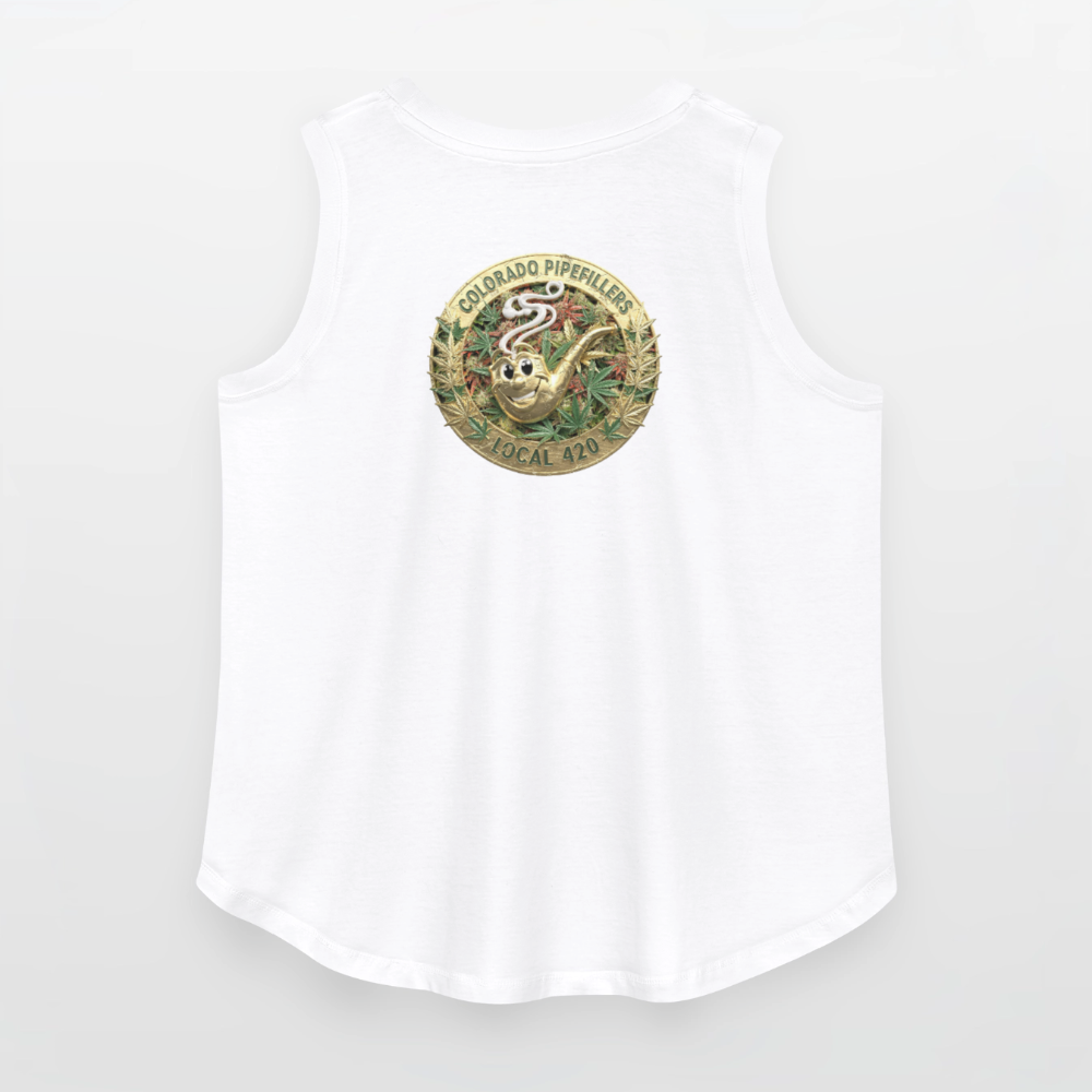 COLORADO PIPEFILLERS LOCAL 420 F/B DESIGN Women's Curvy Relaxed Tank Top - white