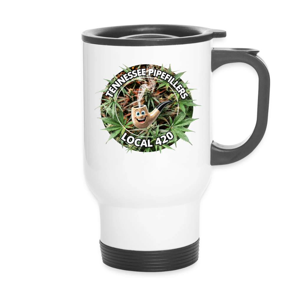 TENNESSEE PIPEFILLERS LOCAL 420 14oz Stainless Steel Travel Mug - white
