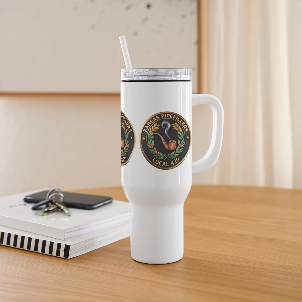 KANSAS PIPEFILLERS LOCAL 420 40oz Stainless Steel Travel Tumbler - white