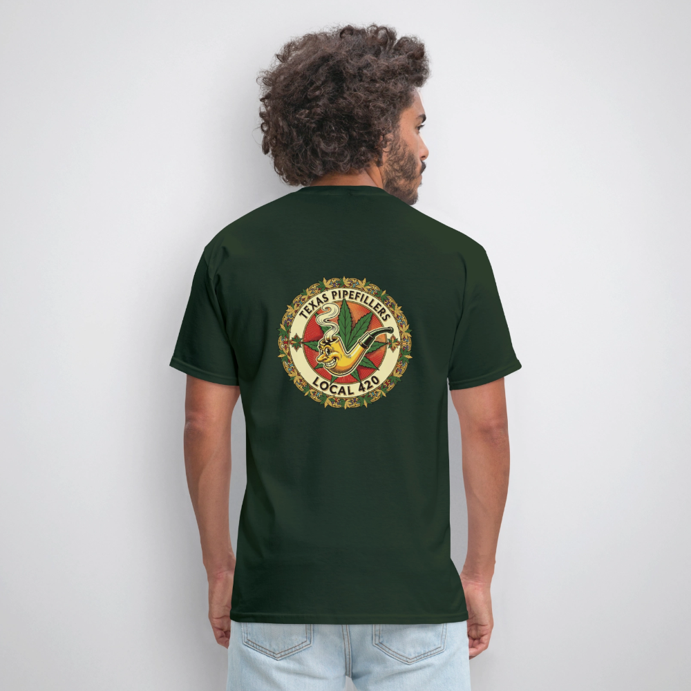 TEXAS PIPEFILLERS LOCAL 420 F/B DESIGN Men's T-Shirt - forest green