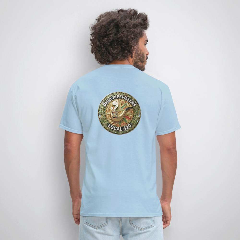 OHIO PIPEFILLERS LOCAL 420  F/B DESIGNS Men's T-Shirt - powder blue