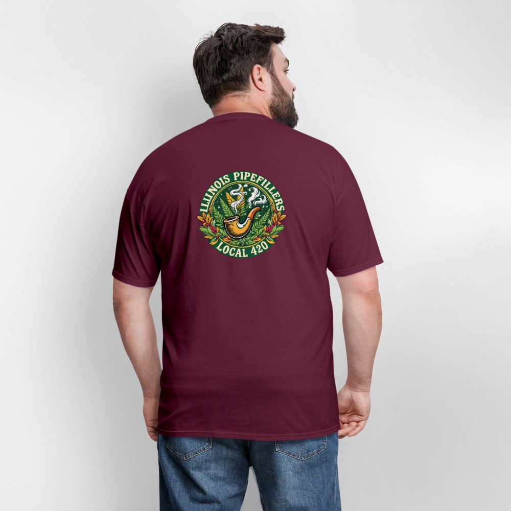 ILLINOIS PIPEFILLERS LOCAL 420 F/B DESIGN Men's T-Shirt - burgundy