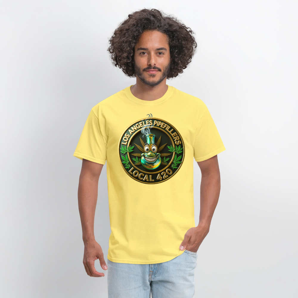 LOS ANGLES PIPEFILLERS LOCAL 420 Men's T-Shirt - cornsilk