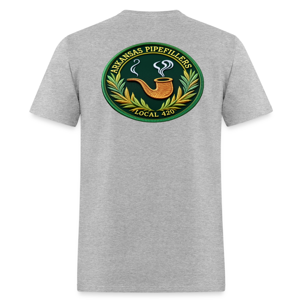 ARKANSAS PIPEFILLERS LOCAL 420 F/B EMBLEMS  Men's T-Shirt - heather gray