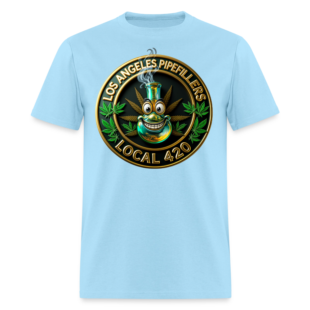 LOS ANGLES PIPEFILLERS LOCAL 420 2 EMBLEM Men's T-Shirt - powder blue