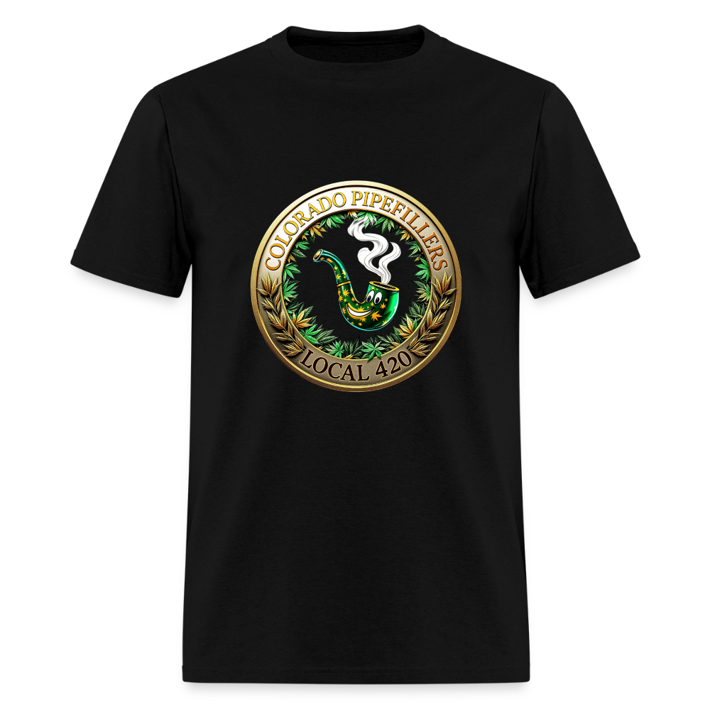 COLORADO PIPEFILLERS LOCAL 420 F/B EMBLEMS Men's T-Shirt - black