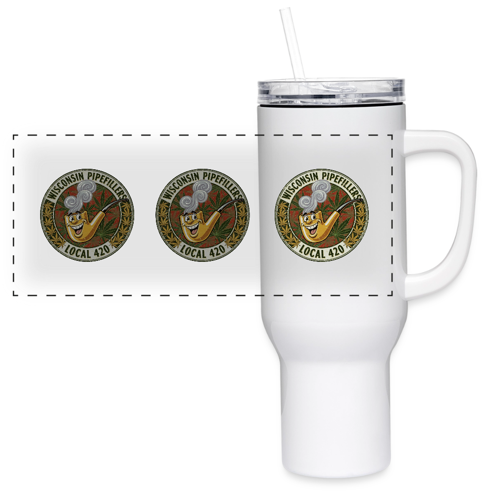 WISCONSIN PIPEFILLERS LOCL 420 40oz Stainless Steel Travel Tumbler - white