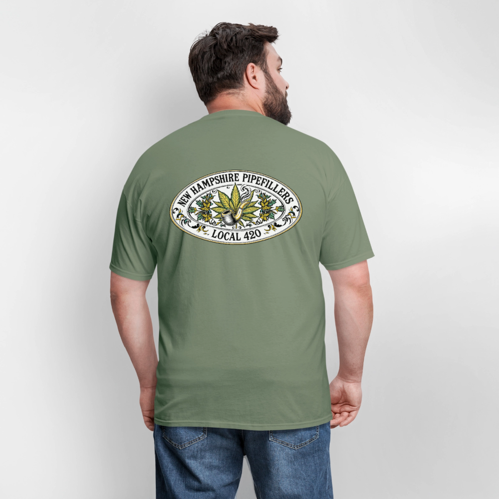 NEW HAMPSHIRE PIPEFILLERS LOCAL 420 2 EMBLEM Men's T-Shirt - military green