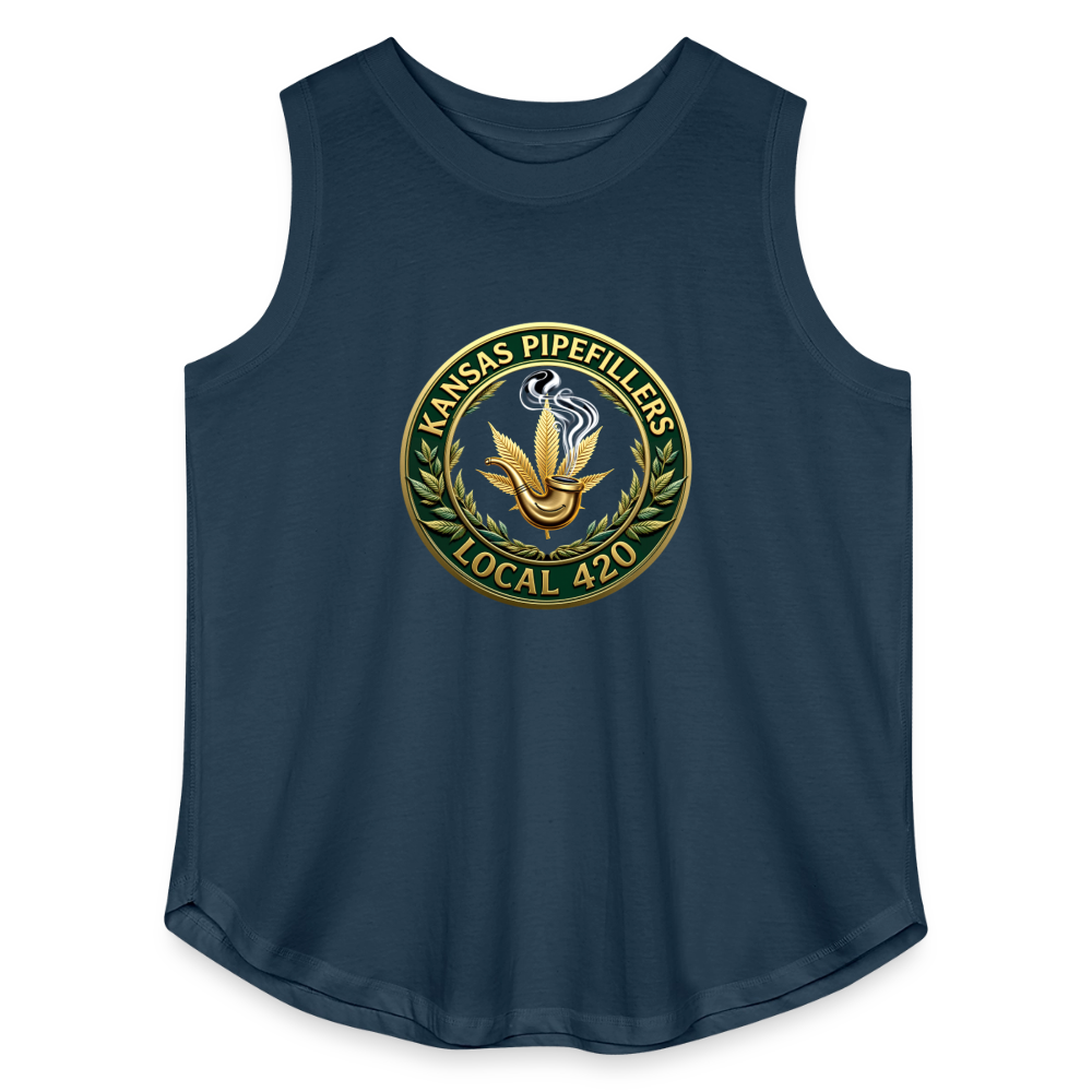 KANSAS PIPEFILLERS LOCAL 420 F/B DESIGNS Women's Curvy Relaxed Tank Top - denim