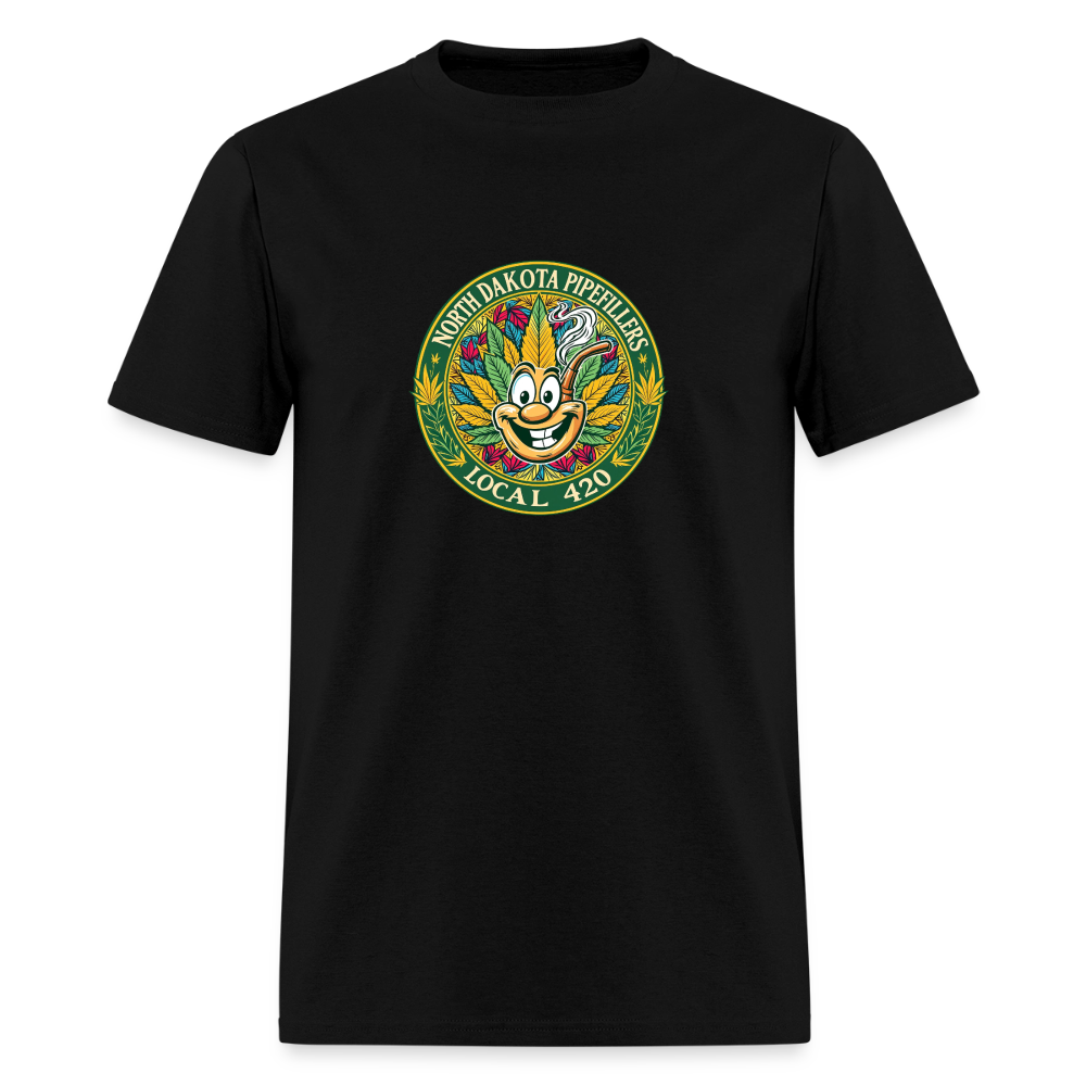 NORTH DAKOTA PIPEFILLERS LOCAL 420 F/B 2 DESIGNS Men's T-Shirt - black