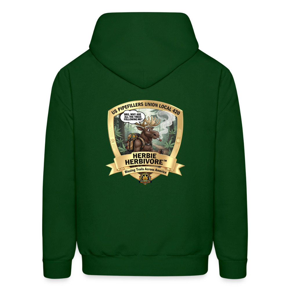 NEW ENGLAND PIPEFILLERS LOCAL 420 HERBIE HERBIVORE F/B EMBLEMS Men's Hoodie - forest green