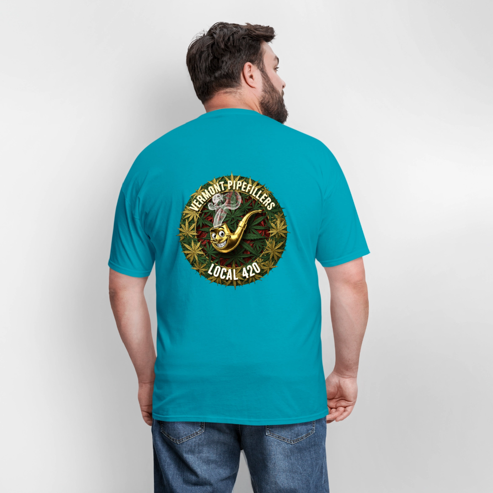 VERMONT PIPEFILLERS LOCAL 420  F/B DESIGN Men's T-Shirt - turquoise
