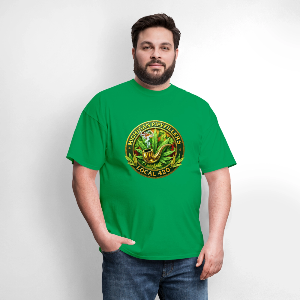 MICHIGAN PIPEFILLERS LOCAL 420 F/B DESIGN Men's T-Shirt - bright green