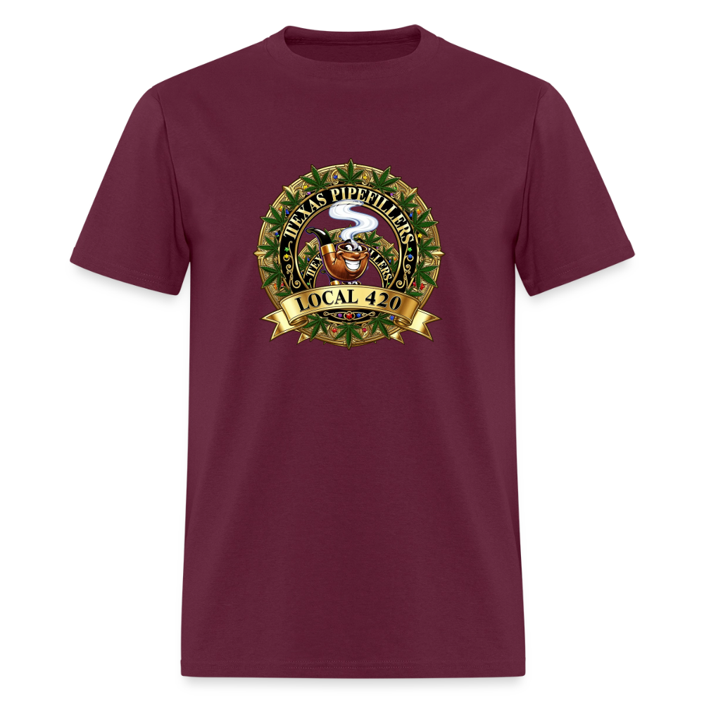 TEXAS PIPEFILLERS LOCAL 420 F/B DESIGN Men's T-Shirt - burgundy