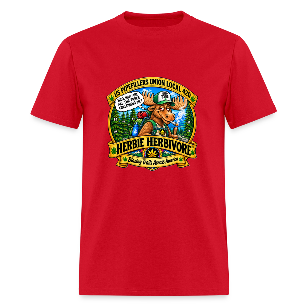 HERBIE HERBIVOR"BRO" US PIPEFILLERS LOCAL 420 Soft Cotton Tee - red