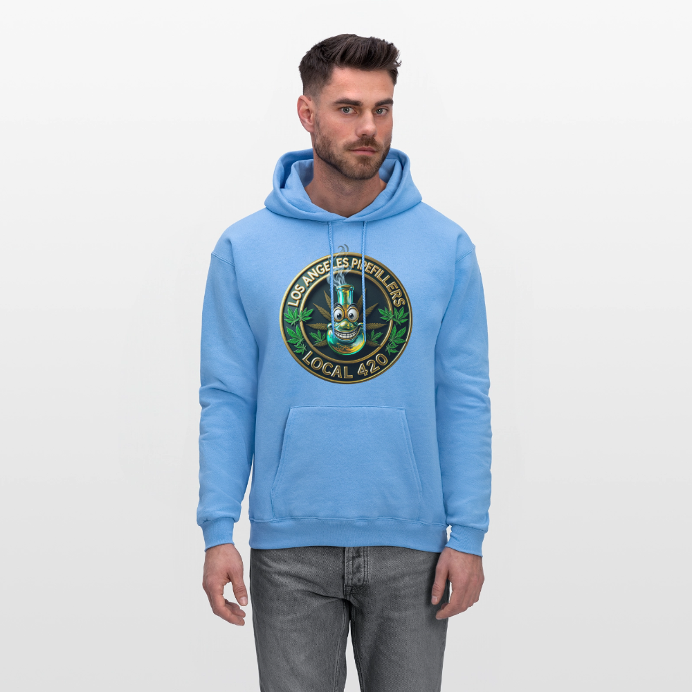LOS ANGLES PIPEFILLERS LOCAL 420 2 EMBLEM Men's Hoodie - carolina blue