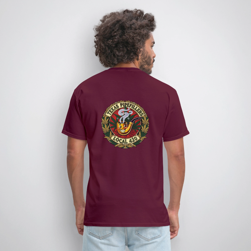 TEXAS PIPEFILLERS LOCAL 420 F.B DESIGN Men's T-Shirt - burgundy