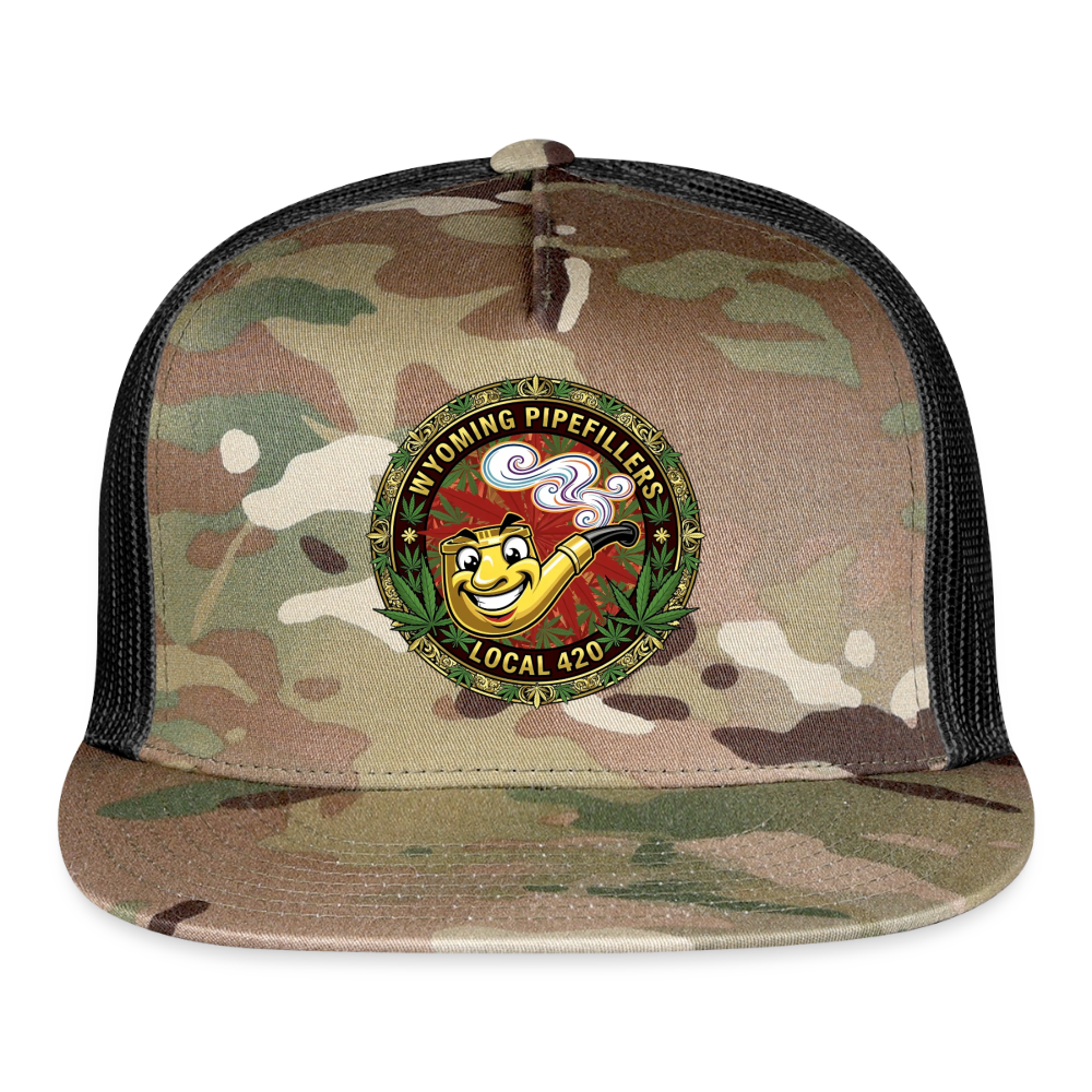 WYOMING PIPEFILLERS LOCAL 420 CAMO Trucker Hat - MultiCam\black
