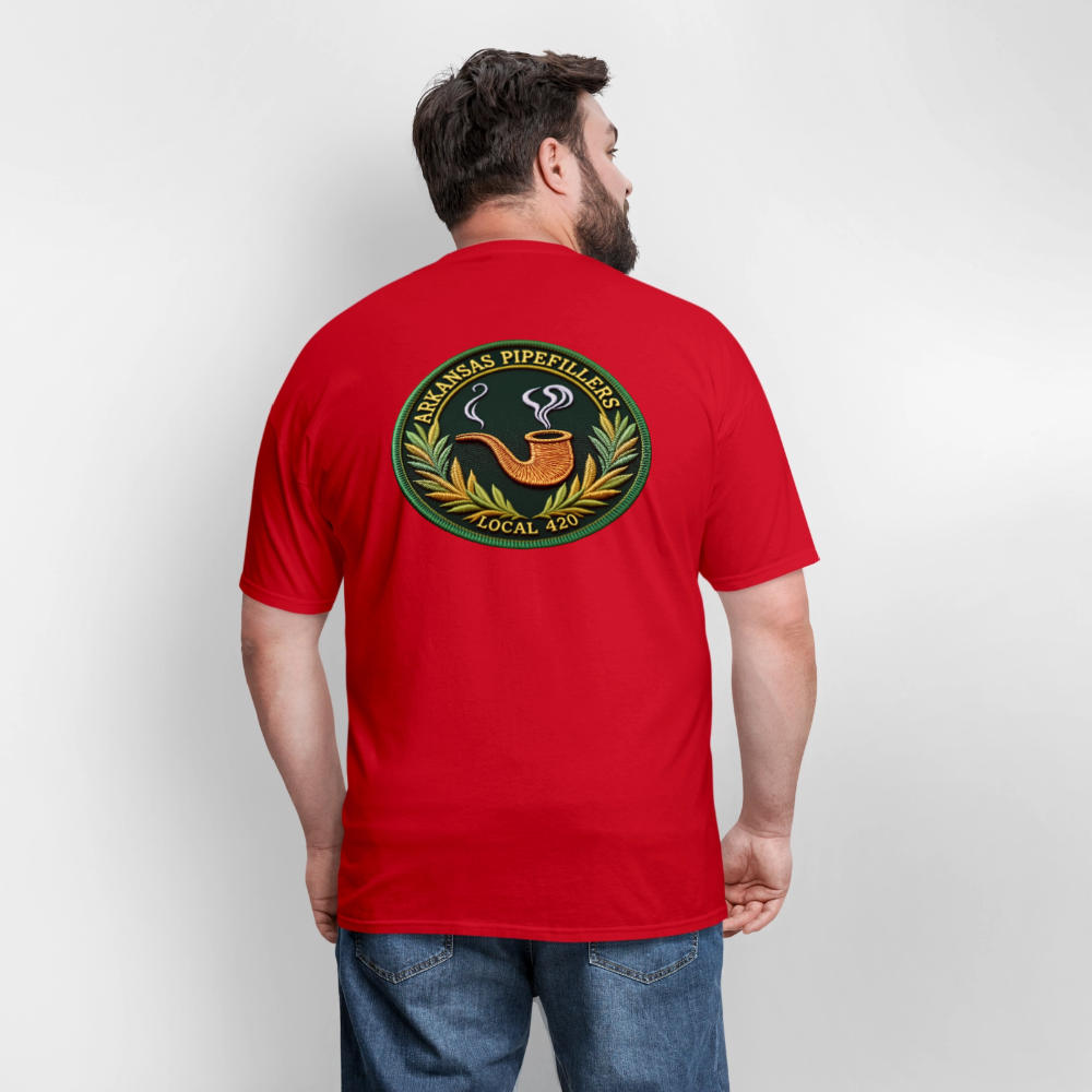 ARKANSAS PIPEFILLERS LOCAL 420 F/B EMBLEMS  Men's T-Shirt - red