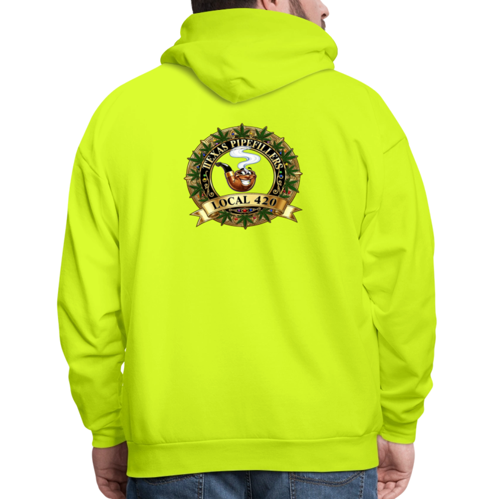 TEXAS PIPEFILLERS LOCAL 420 F/B DESIGN Men's Hoodie - safety green