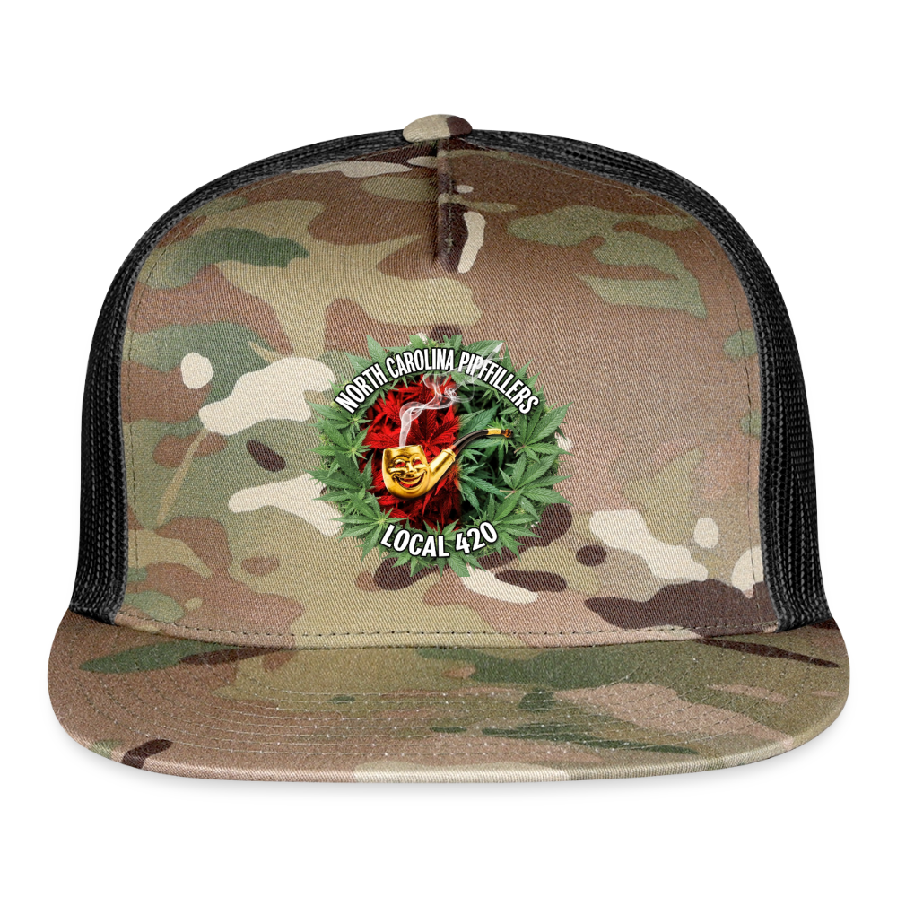NORTH CAROLINA PIPEFILLERS LOCAL 420 CAMO Trucker Hat - MultiCam\black